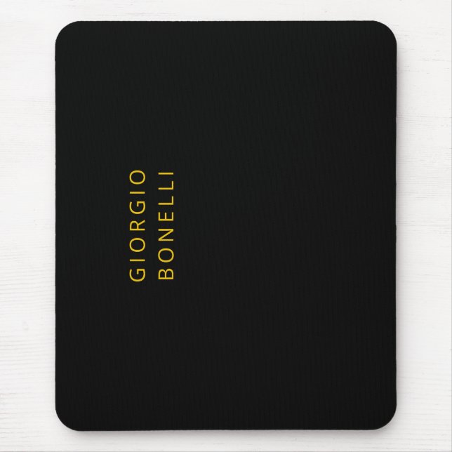 Gold & Black Colour Minimalist Personal Modern Nam Mouse Pad (Front)