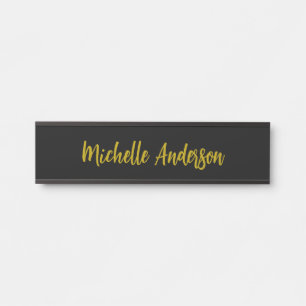 Gold & Black Colour Modern Minimalist Name Door Sign