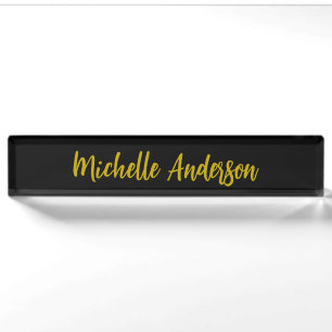 Gold & Black Colour Modern Minimalist Name Nameplate