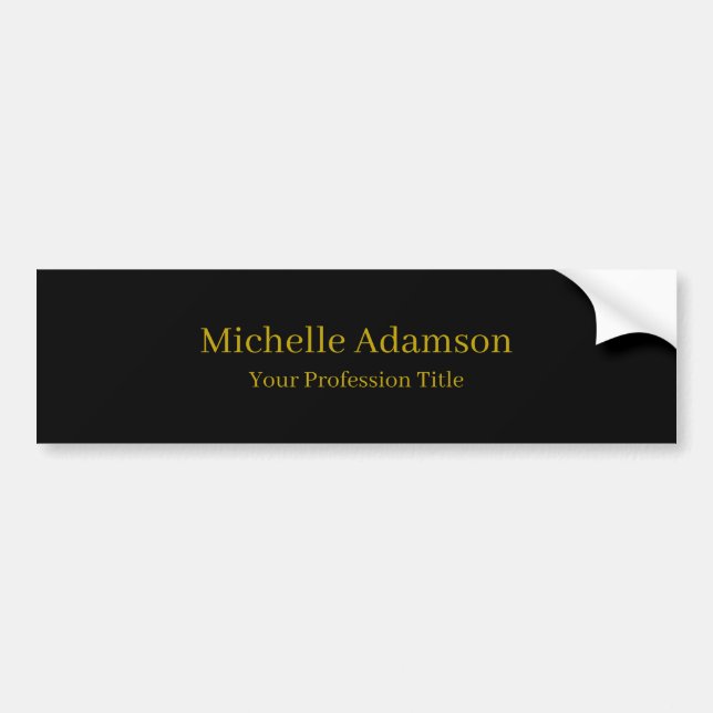 Gold & Black Colour Professional Plain Modern Bumper Sticker (Front)