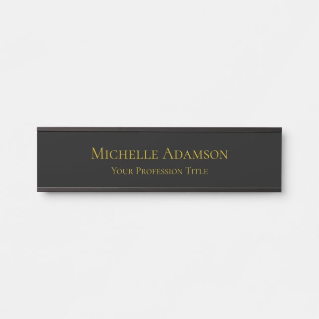Gold & Black Colour Professional Plain Modern Door Sign (Front)