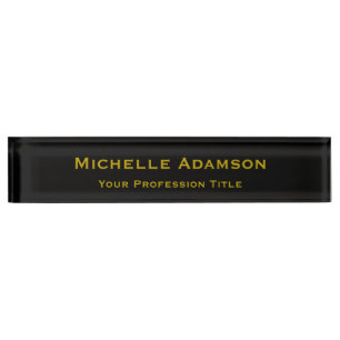 Gold & Black Colour Professional Plain Modern Nameplate