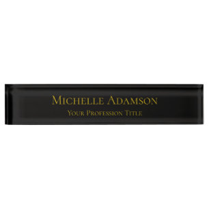 Gold & Black Colour Professional Plain Modern Nameplate