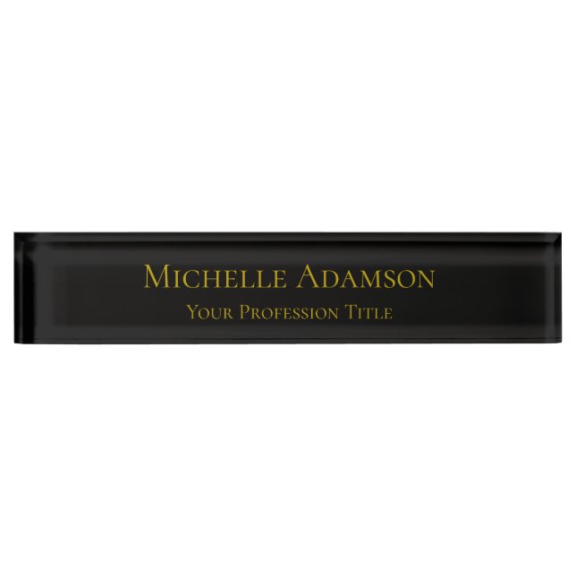 Gold & Black Colour Professional Plain Modern Nameplate (Front)