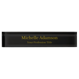 Gold & Black Colour Professional Plain Modern Nameplate