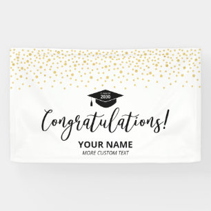 Gold & Black Confetti Congratulation Graduation Banner