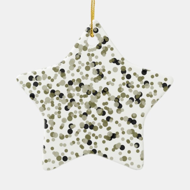 Gold Black Confetti Dots Ceramic Tree Decoration (Front)