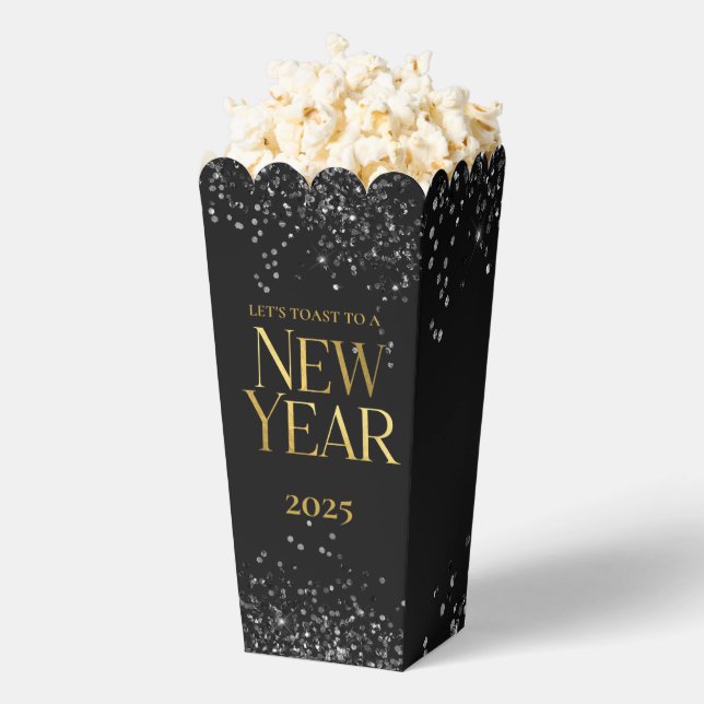 Gold Black Confetti New Year's Eve Party Favour Box (Popped)
