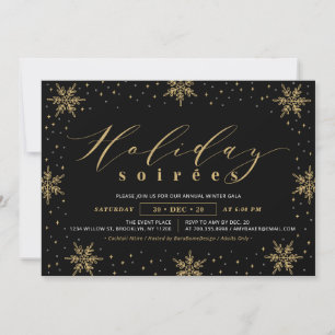 Gold & Black Corporate Holiday Soiree Party Invitation