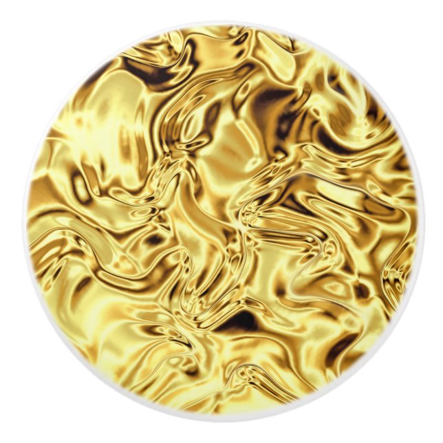 Gold Black Crinkle Pretty Ceramic Knob (Front)