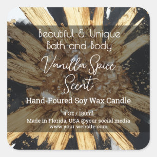 Gold Black Crystal Bottle Candle Jar Product Label