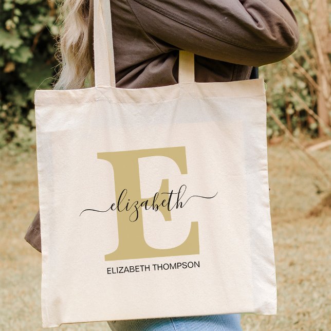 Gold Black Custom Bridal Party Bridesmaid Gift Tot Tote Bag (Creator Uploaded)