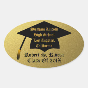 Gold & Black Custom Graduation Stickers