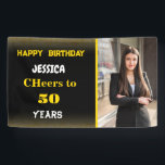 Gold Black Custom Happy Birthday Photo Party Banner<br><div class="desc">Gold Black Custom Happy Birthday Photo Party Banner</div>