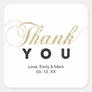 Gold & Black   Custom Party Thank You Sticker
