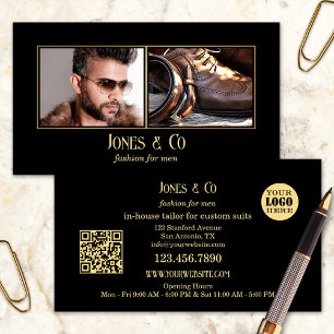 Gold Black Custom Photos Men's Fashion Retail Business Card