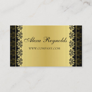 Gold Black Damask Business Card
