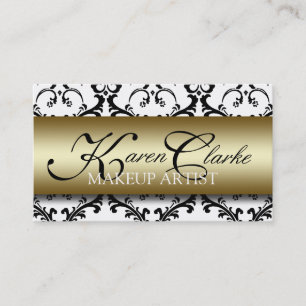 Gold Black Damask Makeup Artist Business Card