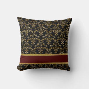 Gold & Black Damask Pattern Cushion