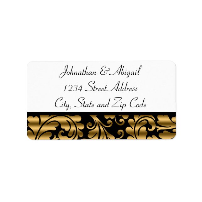 Gold Black Damask Pattern Label (Front)