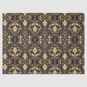 Gold Black Demask Goth Lace Pattern Decoupage Tissue Paper