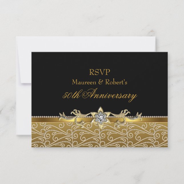 Gold & Black Diamond 50th Anniversary RSVP (Front)