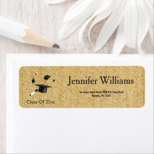 Gold Black Double Graduation Return Address
