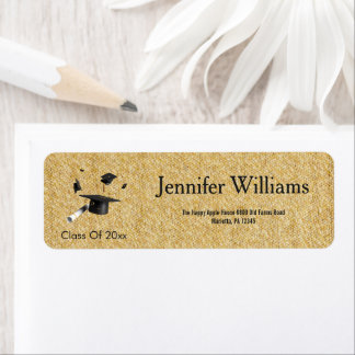 Gold Black Double Graduation Return Address
