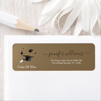 Gold Black Double Graduation Return Address