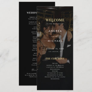 Gold & Black Editorial Photo Wedding Programme