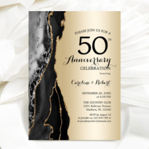 Gold Black Elegant 50th Anniversary Invitation