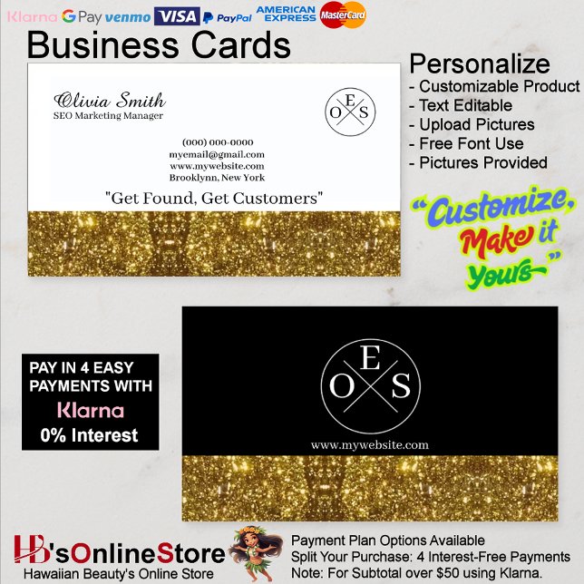 Gold Black Elegant Business Card 17 with Template (Gold Black Elegant Business Card with Template 17.)