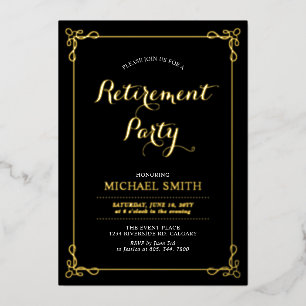 Gold & Black   Elegant Classy Retirement Party