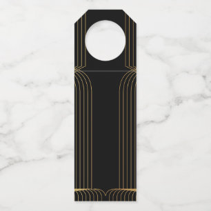 Gold, black, elegant, cool, unique trendy line art bottle tag