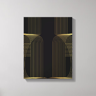 Gold, black, elegant, cool, unique trendy line art canvas print