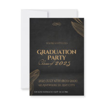 Gold Black Elegant  Graduation Invitation Party