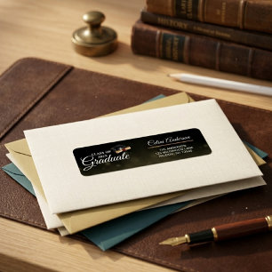 Gold & Black Elegant Graduation Return Address 