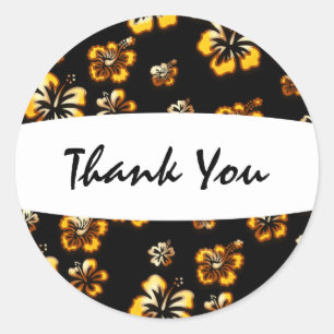 Gold & Black Elegant Hibiscus Floral Sticker