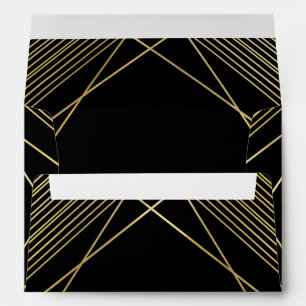 Gold & Black Elegant Modern Geometric Glam Deco Envelopes