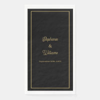 Gold Black Elegant Name Simple Minimal Wedding