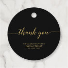 Gold & Black Elegant Script Party Favour Thank you