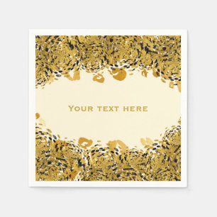 Gold & Black Exotic Jungle Cheetah Cream Napkin