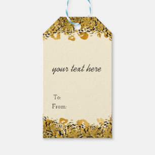 Gold & Black Exotic Jungle Cheetah Glam Cream Gift Tags