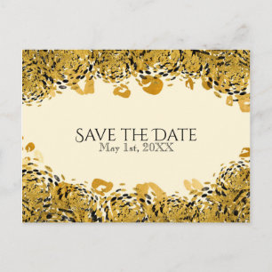 Gold & Black Exotic Jungle Cheetah Save the Date Announcement Postcard