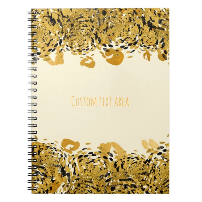 Gold & Black Exotic Jungle Elegant Cheetah Glam Spiral Notebook (Front)
