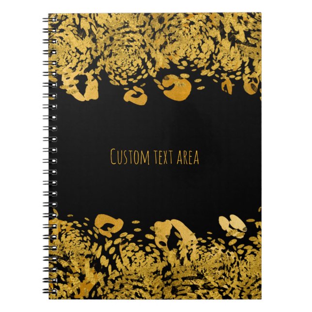 Gold & Black Exotic Jungle Elegant Glam Cheetah Spiral Notebook (Front)
