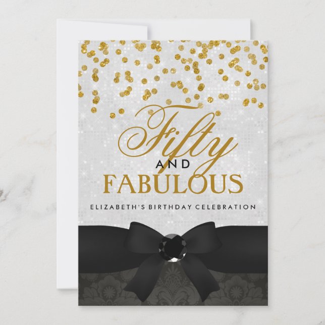 Gold & Black Fabulous 50th Birthday Party Invite (Front)