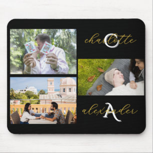 Gold & Black Family Photo Collage Mouse Pad Gift
