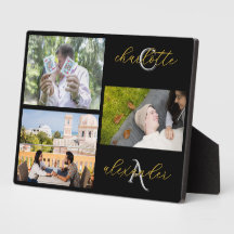 Gold & Black Family Photo Collage Plaque Gift