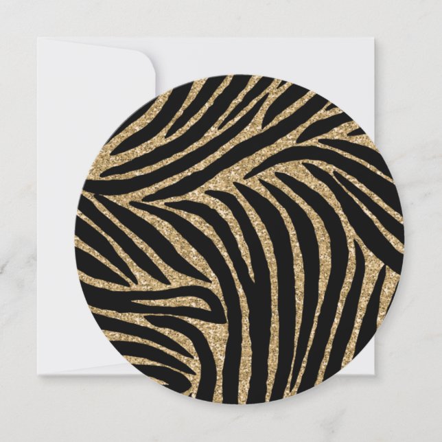 Gold black Faux Glitter Zebra Print Sweet Sixteen Invitation (Front)